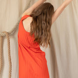 Raw Cut Simple dress with open back red
